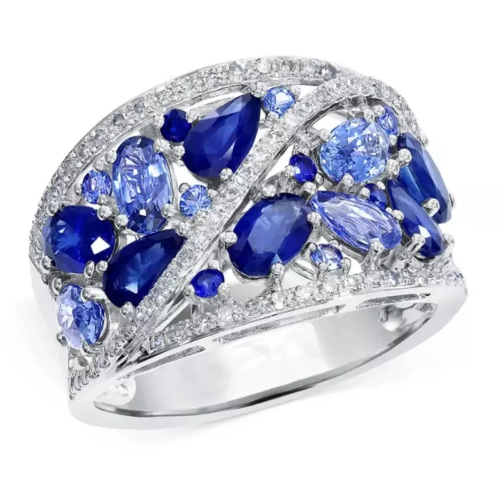New 925 Silver Beautiful Royal Blue Sapphire Ring - Picture 2 of 5